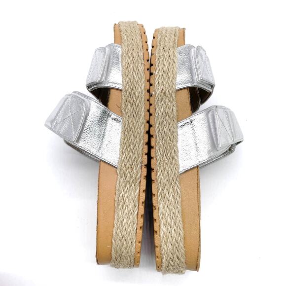 Olivia Miller Womens 8 Slide Sandal Silver Metallic Espadrille Platform Summer - Picture 5 of 10